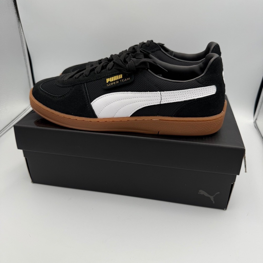 Puma Super Team Mens Sneakers Black White Gum 390424-08 Low Top Shoes Size 10.5